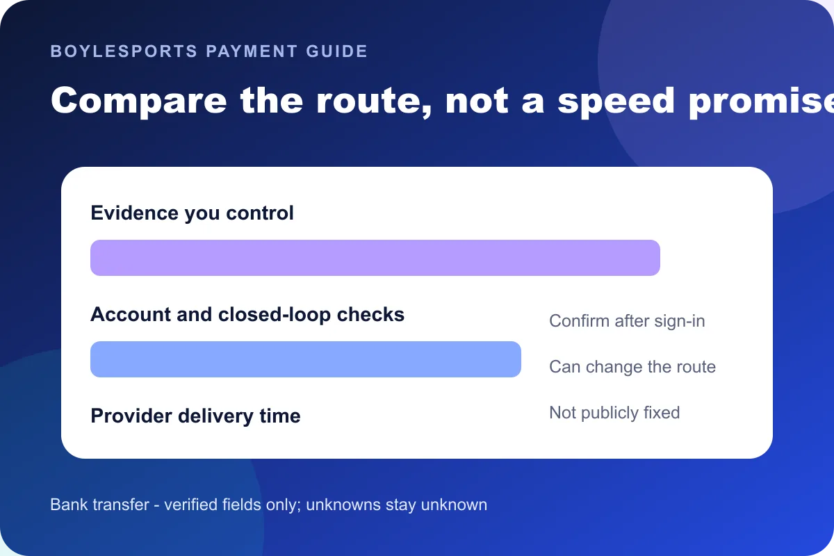 Bank transfer BoyleSports payment route comparison
