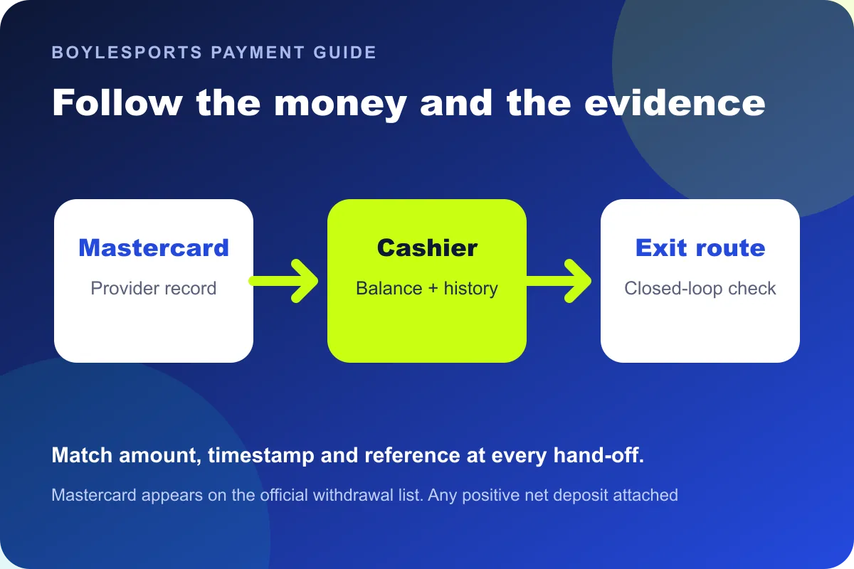 Mastercard BoyleSports money and evidence route