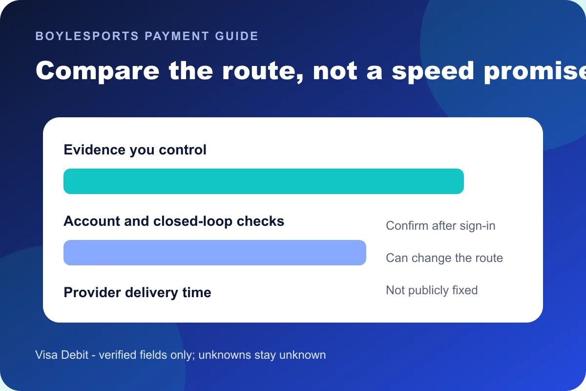 Visa Debit BoyleSports payment route comparison