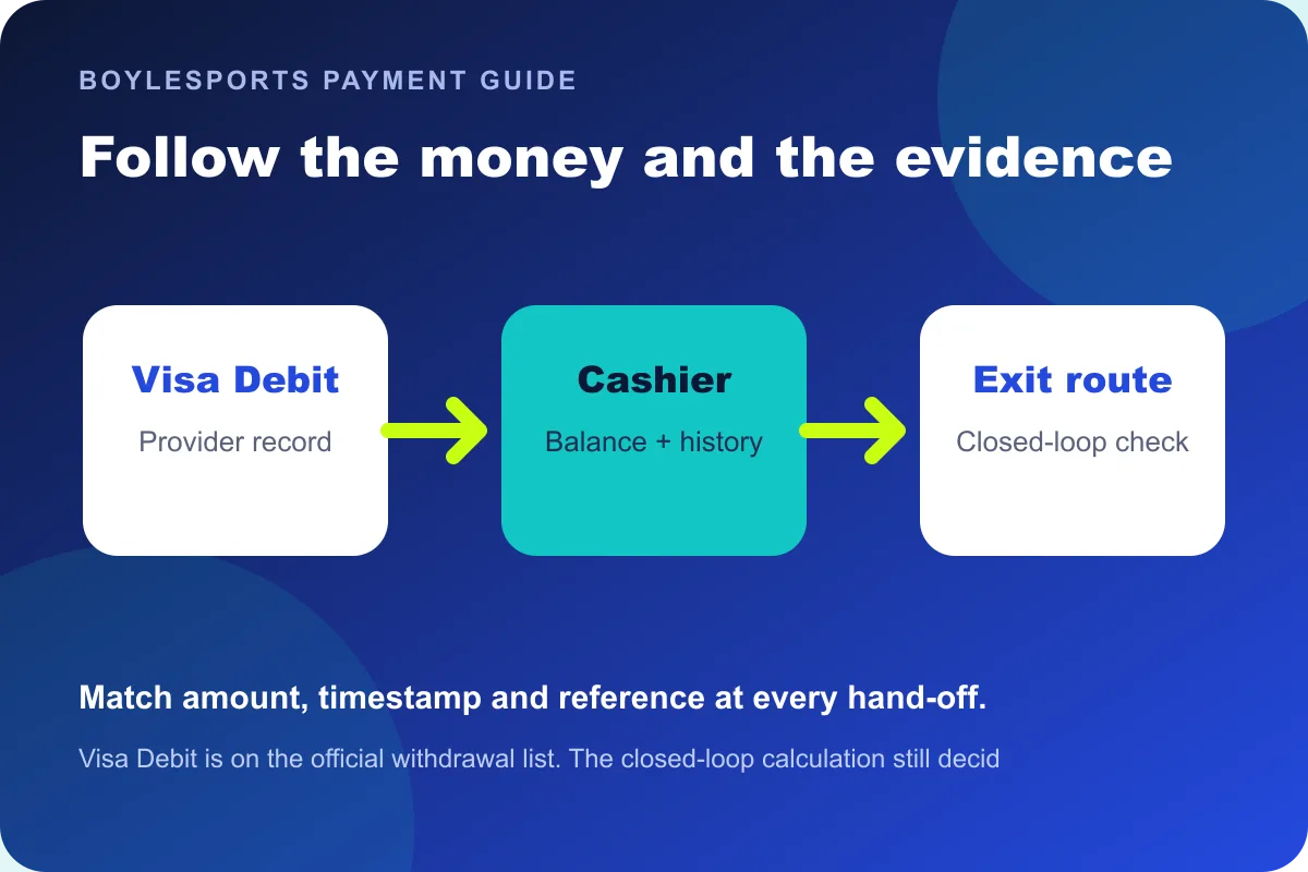 Visa Debit BoyleSports money and evidence route